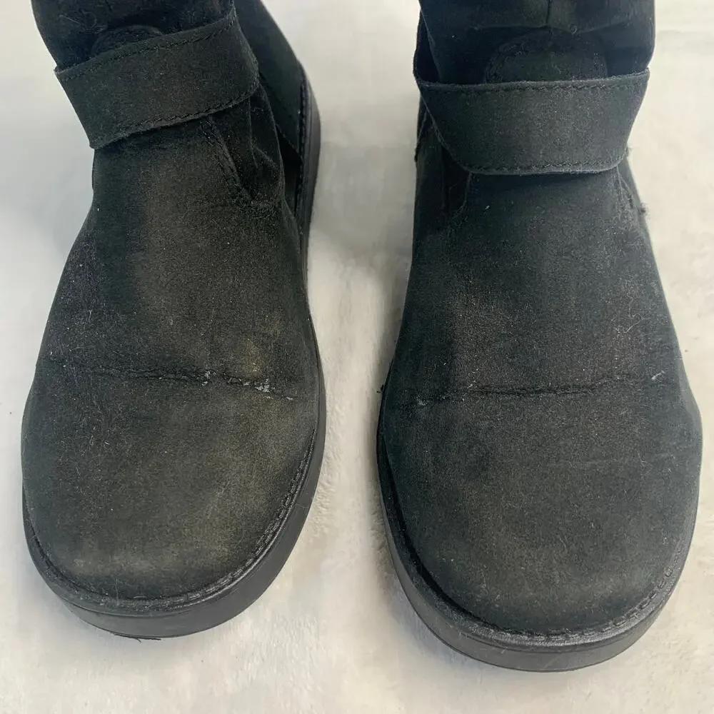 Guess Womens Sz 5.5 Mid Calf Biker Casual Faux Cheetah Fur Lines Boots Zip Up